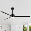 72-inch Black Ceiling Fans with Lights Remote Control,  Industrial Large Ceiling Fan, 3 Reversible Blades, 6-Speed, Quiet DC Motor, LED Ceiling Light Chandelier for Indoor/Outdoor Patio Living Room