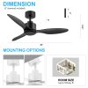 42in Black/White Ceiling Fan Remote Without Light(3-Blade)