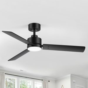 48-Inch LED Black Ceiling Fan With Light And Remote (3-Blade)