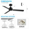 48-Inch 3-Blade Black Ceiling Fan Without Light,5 Downrod Included