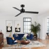 48-Inch 3-Blade Black Ceiling Fan Without Light,5 Downrod Included