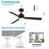 48-Inch LED Black Ceiling Fan With Light And Remote (3-Blade)