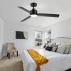 48-Inch LED Black Ceiling Fan With Light And Remote (3-Blade)