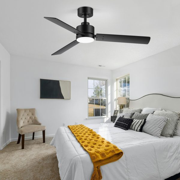 48-Inch LED Black Ceiling Fan With Light And Remote (3-Blade)