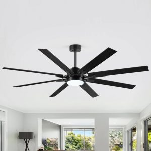 Large 72-In 8-Blade Ceiling Fan With LED Light Kit And Remote,6" And 12" Downrod Included
