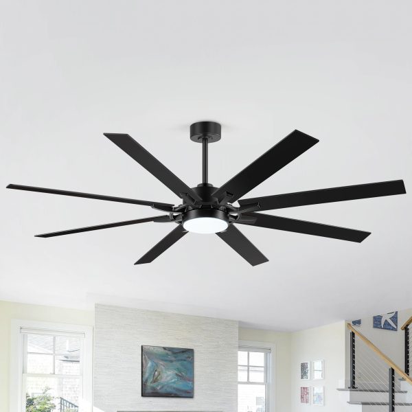 Large 72-In 8-Blade Ceiling Fan With LED Light Kit And Remote,6" And 12" Downrod Included