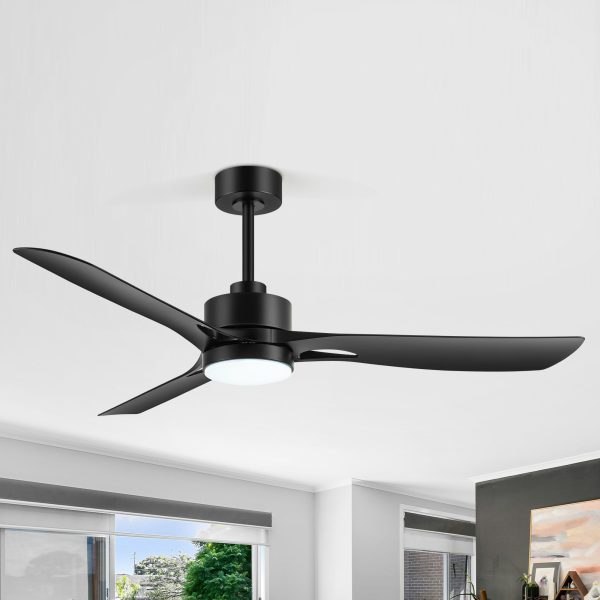 30030-AB-J2.jpg 56-Inch Industrial Black Ceiling Fans With Led Lights Remote Control, 3-Blade, Reversible DC Motor, Timer, Modern Ceiling Fan Lights For Bedroom Living Room Office