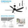 54-inch 5-Blade Integrated LED Ceiling Fan with Light Remote,6in and  12in Downrod Included