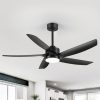 54-inch 5-Blade Integrated LED Ceiling Fan with Light Remote,6in and  12in Downrod Included