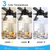 54-inch 5-Blade Integrated LED Ceiling Fan with Light Remote,6in and  12in Downrod Included