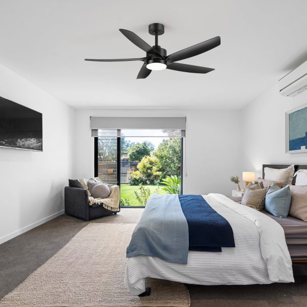 54-inch 5-Blade Integrated LED Ceiling Fan with Light Remote,6in and  12in Downrod Included