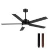 30036-BK-17.jpg 56 Inch 5-Blade Integrated Ceiling Fan With LED Light And Remote,6" And 12" Downrod Included