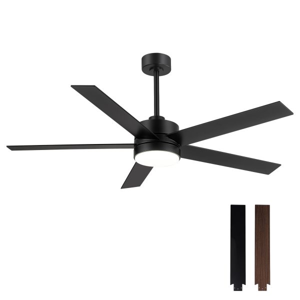 30036-BK-17.jpg 56 Inch 5-Blade Integrated Ceiling Fan With LED Light And Remote,6" And 12" Downrod Included