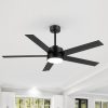 30036-BK-J2.jpg 56 Inch 5-Blade Integrated Ceiling Fan With LED Light And Remote,6" And 12" Downrod Included