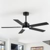 48 Inch 5-Blade Integrated Ceiling Fan With LED Light And Remote,5" And 10" Downrod Included