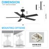 48 Inch 5-Blade Integrated Ceiling Fan With LED Light And Remote,5" And 10" Downrod Included