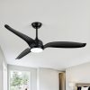 60-Inch Black 3-Blade Ceiling Fan With LED Light Kit And Remote,6in And 12in Downrod Included