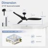 60-Inch Black 3-Blade Ceiling Fan With LED Light Kit And Remote,6in And 12in Downrod Included