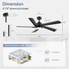 60-Inch Modern Ceiling Fan With 5 ABS Blades, 18W LED Light, 6-Speed Quiet DC Motor, Remote Control, 3 Color Temps & Dual Downrods (6" & 12")
