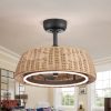 20-Inch Rattan Caged 3-Blade Ceiling Fan With Dimmable LED Light And Remote, 6" Downrod Included
