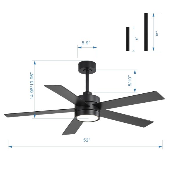 32006-ABC2.jpg 52-Inch 5-Blade LED Ceiling Fan With Light Remote,5" And 10" Downrod Included