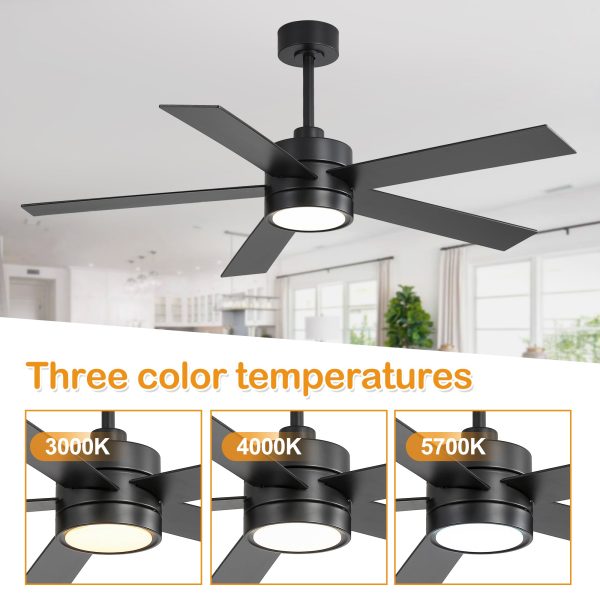 32006-ABSWT.jpg 52-Inch 5-Blade LED Ceiling Fan With Light Remote,5" And 10" Downrod Included