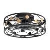 18in Black Low Profile Caged Ceiling Fan With Remote Light(7-Blade)