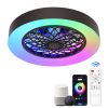 Flush Mount Ceiling Fan With Lights 20 Inch Smart Bladeless Low Profile Ceiling Fans With Alexa/Google Assistant/App Control RGB Back Ambient Light