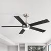 52 Inch 5-Blade Integrated LED Ceiling Fan With Light Remote, 5" And 10" Downrod Included