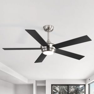 52 Inch 5-Blade Integrated LED Ceiling Fan With Light Remote, 5" And 10" Downrod Included