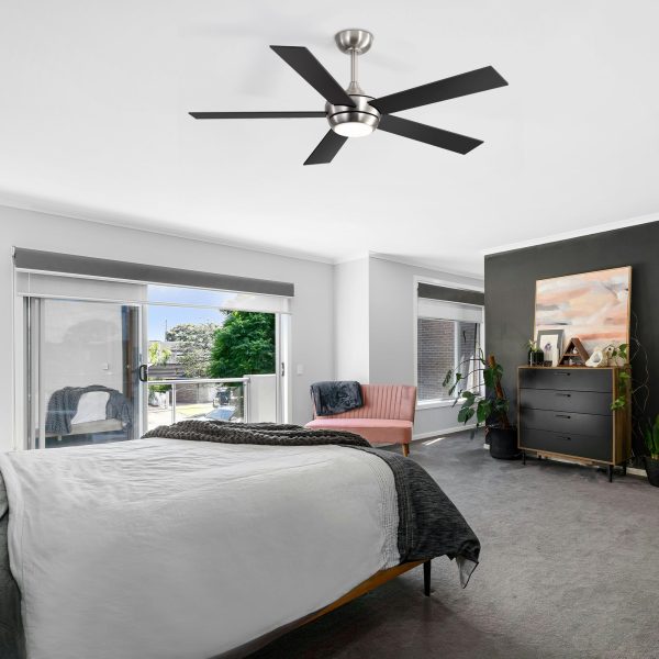 52 Inch 5-Blade Integrated LED Ceiling Fan With Light Remote, 5" And 10" Downrod Included