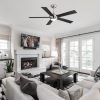 52 Inch 5-Blade Integrated LED Ceiling Fan With Light Remote, 5" And 10" Downrod Included