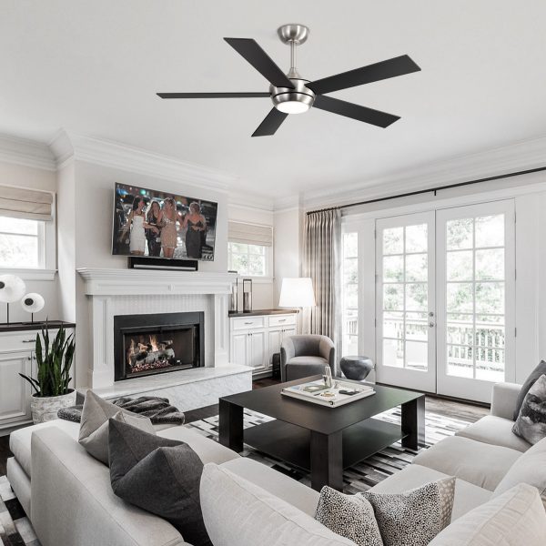52 Inch 5-Blade Integrated LED Ceiling Fan With Light Remote, 5" And 10" Downrod Included