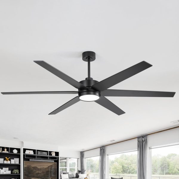 72-in 6-Blade  Integrated LED Ceiling Fan with Light Remote,7" and 12" Downrod Included