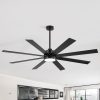Large 72in 8-Blade Integrated LED Ceiling Fan With Light Remote, 6in And 20in Downrod Included