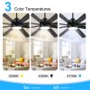 Large 72in 8-Blade Integrated LED Ceiling Fan With Light Remote, 6in And 20in Downrod Included