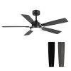 52-Inch 5-Reversible-Blade Integrated LED Ceiling Fan With Light And Remote, 5" And 10" Downrod Included