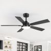 52-Inch 5-Reversible-Blade Integrated LED Ceiling Fan With Light And Remote, 5" And 10" Downrod Included