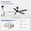 52-Inch 5-Reversible-Blade Integrated LED Ceiling Fan With Light And Remote, 5" And 10" Downrod Included