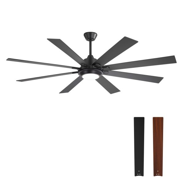 65/72-Inch Ceiling Fan With Light And Remote, 8-Blade DC Motor, Dual-Finish Plywood Blades, 3-Color Temperature, 6-Speed Reversible Ceiling Fan For Large Rooms