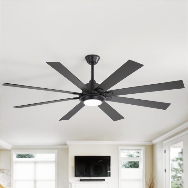 65/72-Inch Ceiling Fan With Light And Remote, 8-Blade DC Motor, Dual-Finish Plywood Blades, 3-Color Temperature, 6-Speed Reversible Ceiling Fan For Large Rooms