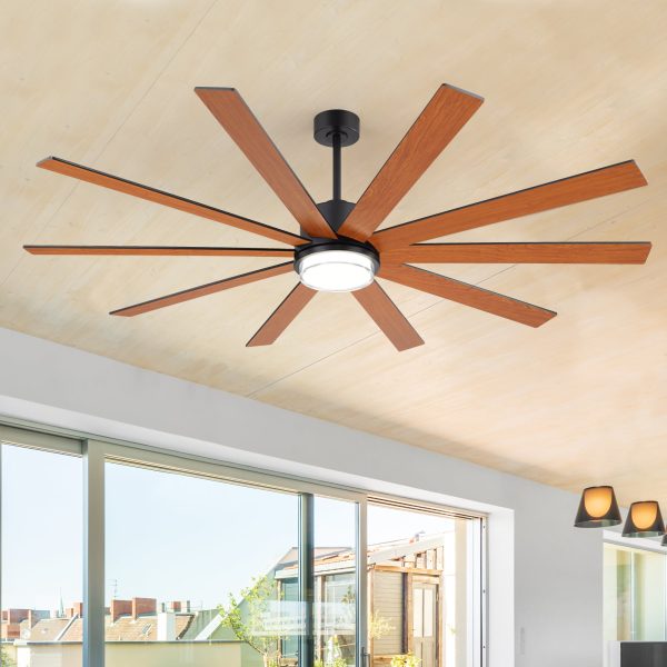 75"/80" Large Ceiling Fan With Reversible Blades, Matte Black Finish, Quiet DC Motor, 24W LED Light (3 Color Temps), Memory Function, 6-Speed Remote With Timer, Downrods Included