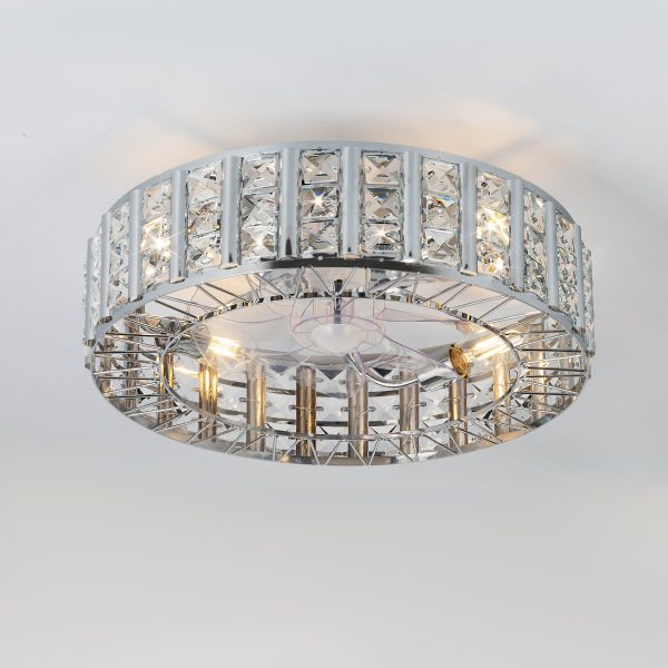 19 Inch 7-Blade Flush Mount Ceiling Fan With Light And Remote Control