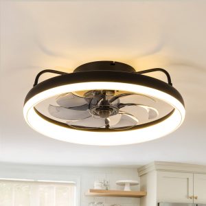 19-Inch 7-Blade LED Cage Fan with Light  and Remote  for Low Ceiling