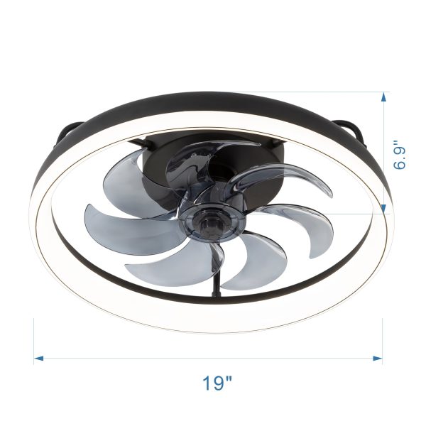 19-Inch 7-Blade LED Cage Fan with Light  and Remote  for Low Ceiling