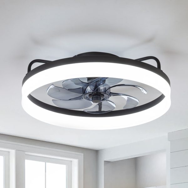 20 Inch 7-Blade Low Profile Enclosed Ceiling Fan With Light And Remote Control
