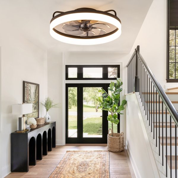 20 Inch 7-Blade Low Profile Enclosed Ceiling Fan With Light And Remote Control