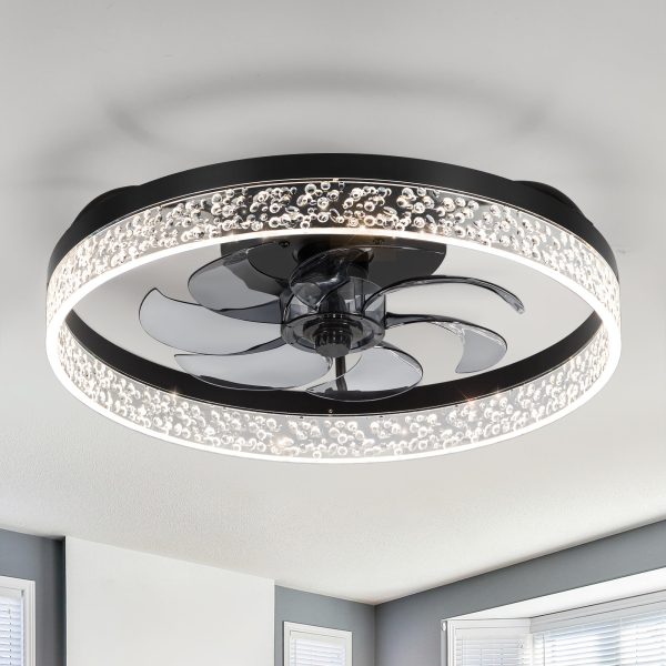 20 Inch  7-Blade Low Profile Flush Mount Ceiling Fan with Remote and Light Included