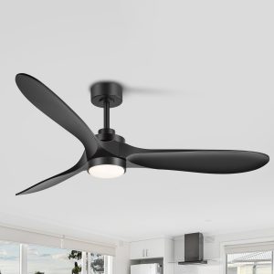 60-In Black 3-Blade Ceiling Fan With Remote, 6in And 12in Downrods Included