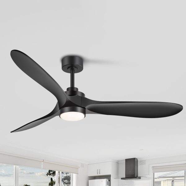 60-In Black 3-Blade Ceiling Fan With Remote, 6in And 12in Downrods Included